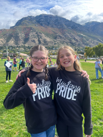 Two student council members show their pride.  