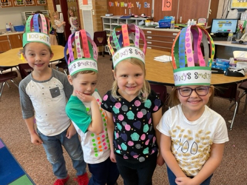 Kindergarteners celebrating 