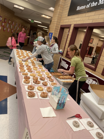PTA passing out donuts! 