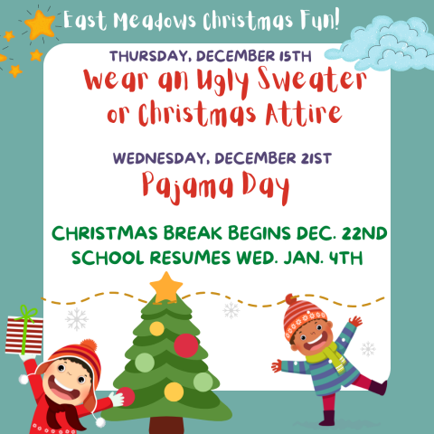 Pajama Day and Ugly Sweater Contest flyer