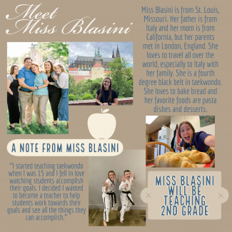 Social Media Post - Introducing Miss Blasini - 2nd Grade